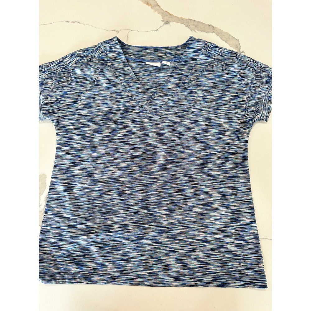Weekends by Chicos Multi Color‎ V Neck Short Sleeve Knit Top Women's Size O S